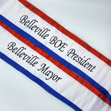 Quick Order 5-7" sewn Tri-Color Parade Style Premium Satin Sash