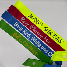 Quick CUSTOM Order 3" Economy Satin Ribbon Sash