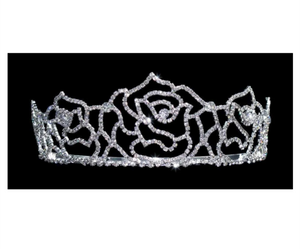 K1-68 Floral Rhinestone Tiara 2" tall