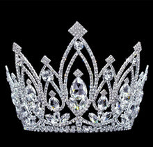 R3-160  Rhinestone Tiara Full Round Crown 4" tall