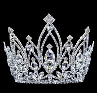 R3-160  Rhinestone Tiara Full Round Crown 4