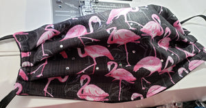 Flamingos on black