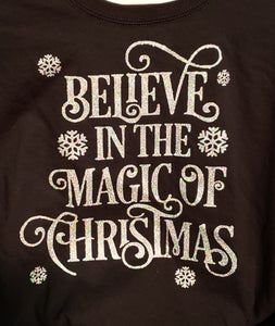 Believe in the Magic of Christmas Sparkly Glitter Tee
