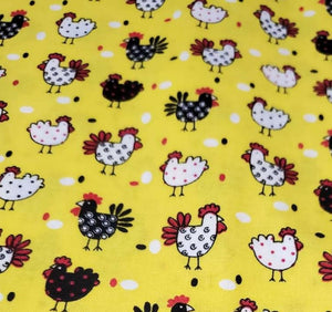 Chickens & Roosters on yellow