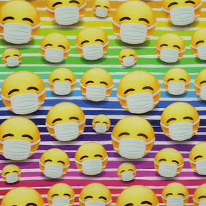 Masked Emoji on Rainbow face mask