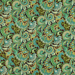 Green Blue paisley on brown
