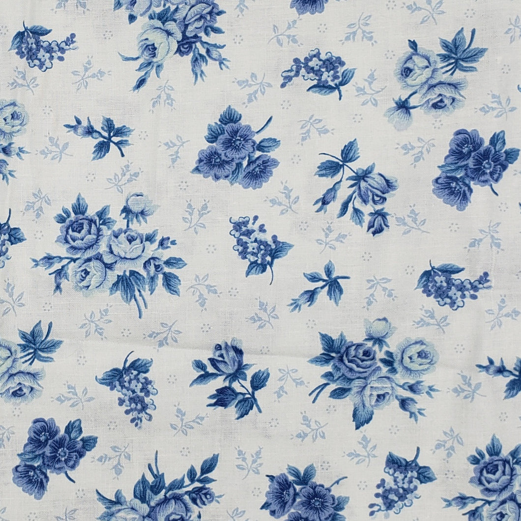 Blue flowers on white