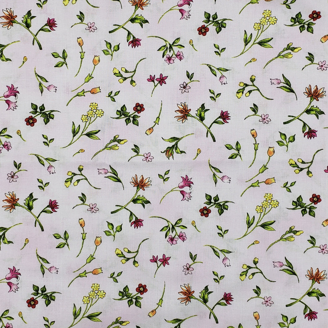 Cut Flowers on pink fabric