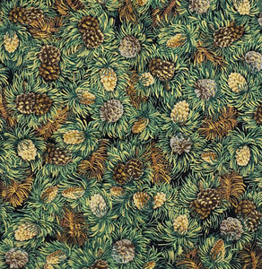 pine cones and needles fabric option