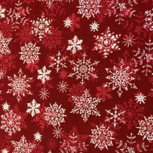 white snowflakes on red fabric option