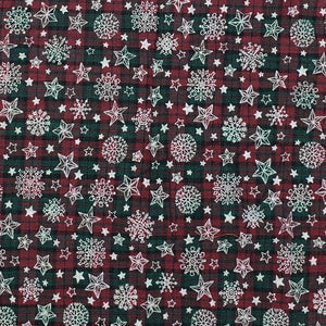 Snowflakes on red and green face mask