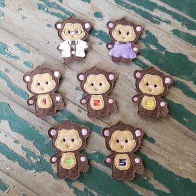Finger Puppets 5 Little Monkey embroidered playset