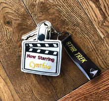Movie Clapper Snaptab & Keyfob set - Personalized - ITH Digital Embroidery Design