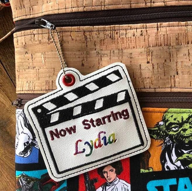 Movie Clapper Snaptab & Keyfob set - Personalized - ITH Digital Embroidery Design