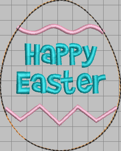 'Happy Easter' Egg 4x4 stuffie - ITH Digital Embroidery Design