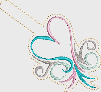 Heart 4x4 Snap tab - ITH Digital Embroidery Design