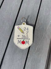 Mom 24 7 365 days 4x4 Keyfob - ITH Digital Embroidery Design