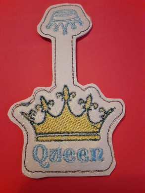 Tiara QUEEN Snap tab - ITH Digital Embroidery Design