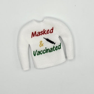 Masked & Vaccinated Elf Sweater 5x7 - ITH Digital Embroidery Design