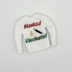 Masked & Vaccinated Elf Sweater 5x7 - ITH Digital Embroidery Design