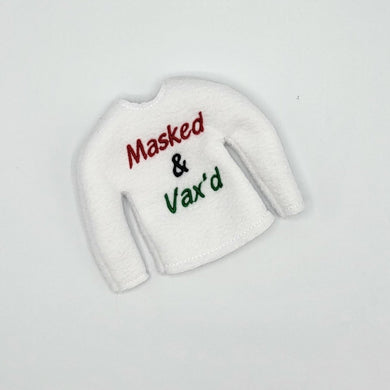 Masked & Vax'd Elf Sweater 5x7 - ITH Digital Embroidery Design